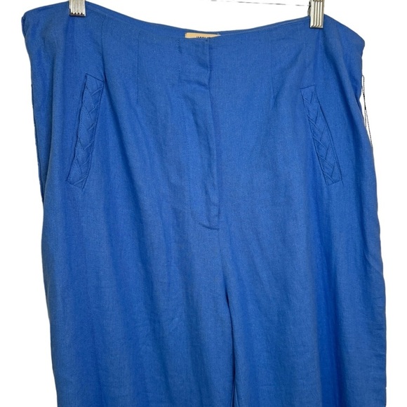 NWT Jason Wu Blue Linen Blend Braided High Waist Wide leg crop Pant Womens 8 - Picture 3 of 14